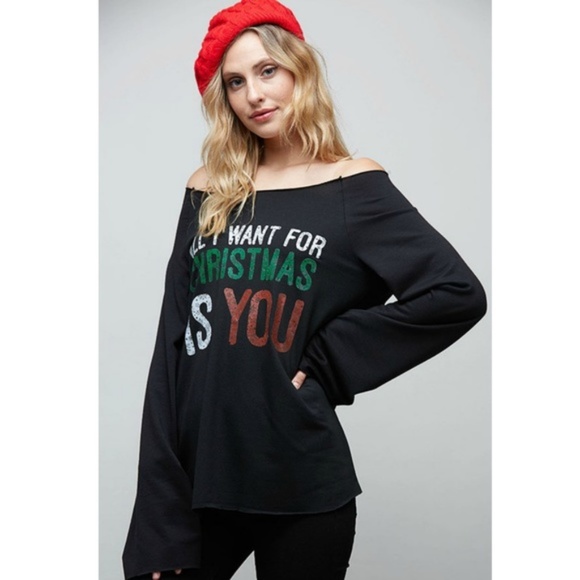 All I want for Christmas Off Shoulder Top - Picture 2 of 3
